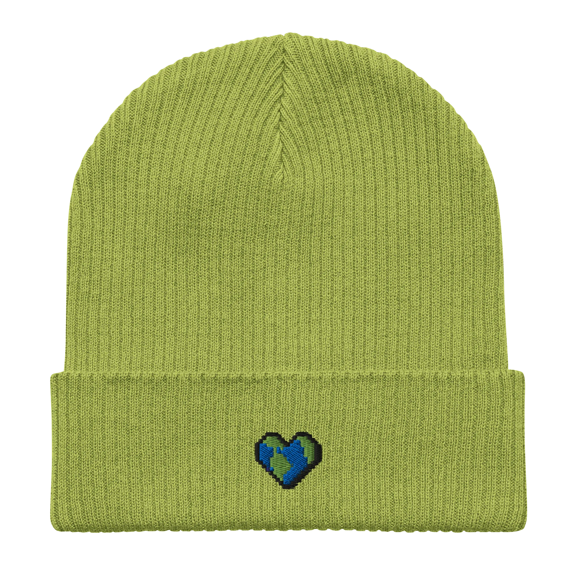 Small Heart Earth Organic Cotton Beanie Green