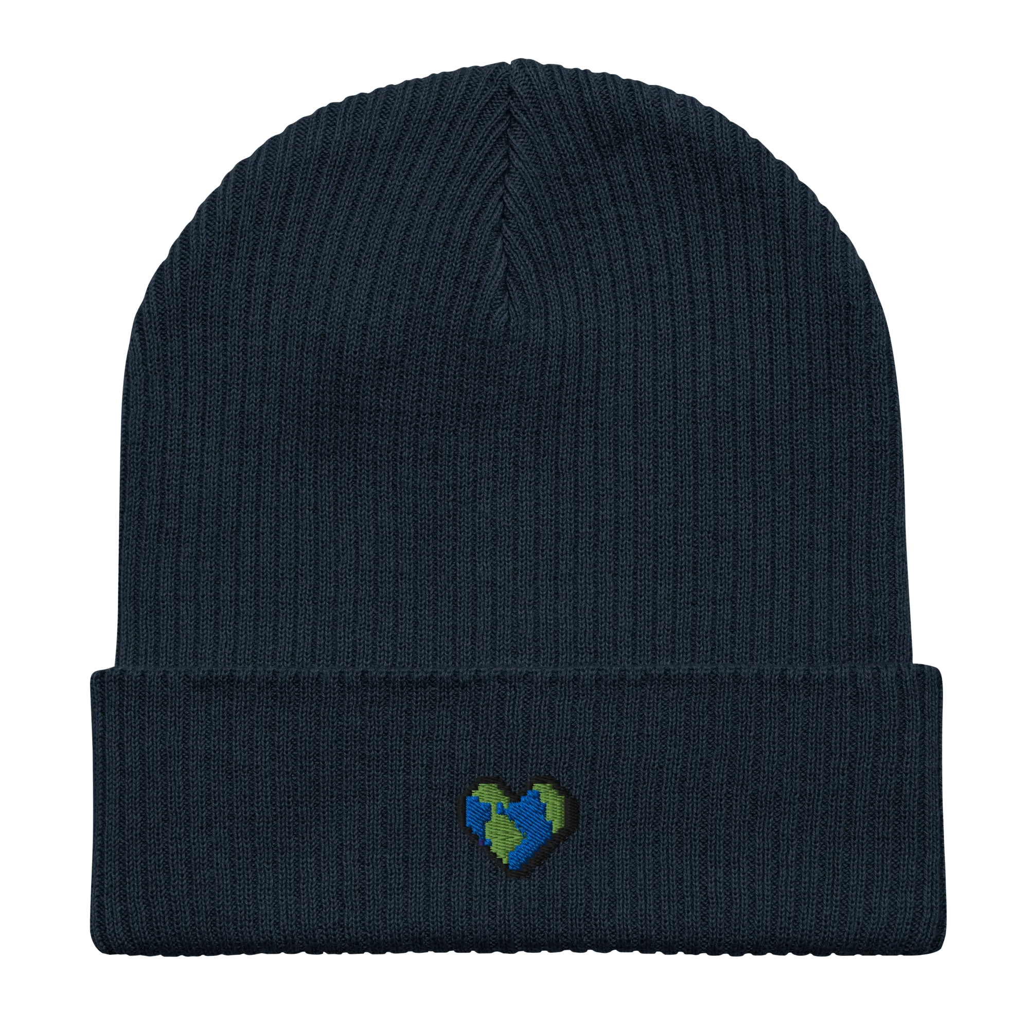 Small Heart Earth Organic Cotton Beanie Navy