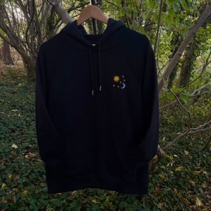 Sun Moon Organic Hoodie Black